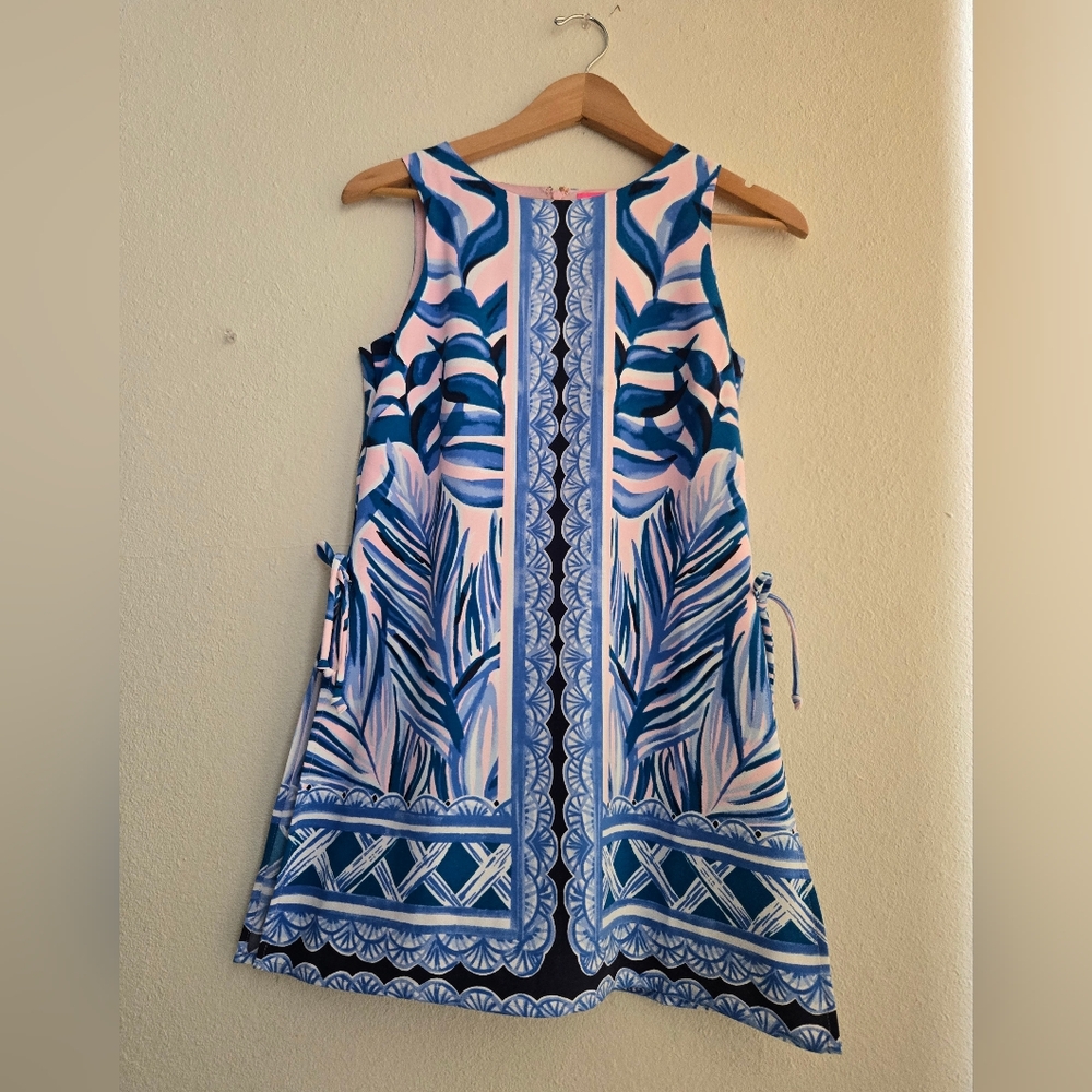 Lilly Pulitzer Blue and Pink Tropical Swim Coverup, Size 0 - Picture 2 of 8